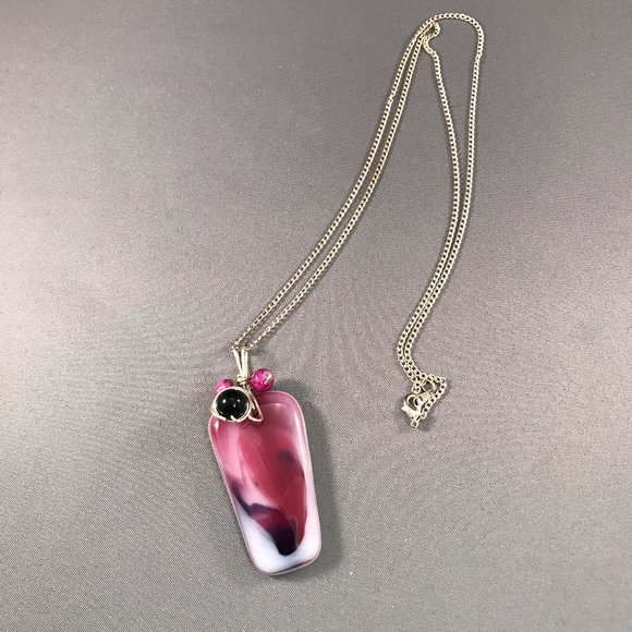 Artisan Fused Glass Pendant Necklace Gorgeous! - Picture 2 of 7